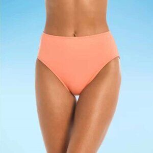 Mynah - Women's Stretch Fabric Lined High Waist Bikini Swimsuit Bottom in Coral 